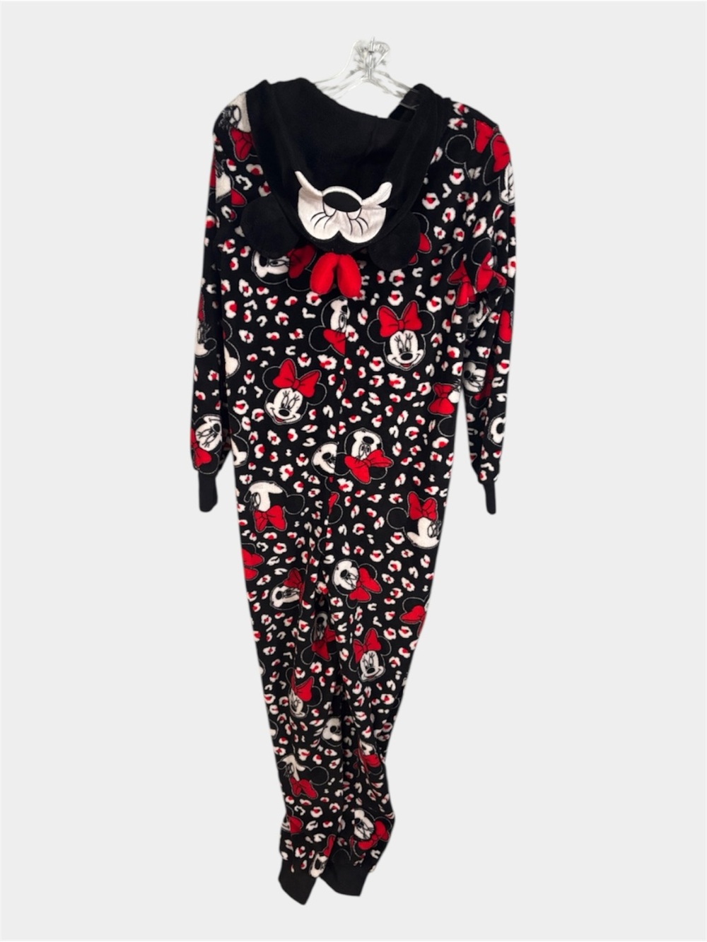 Disney sleepwear women’s size medium black red white Minnie Mouse pajamas hooded - Picture 3 of 6